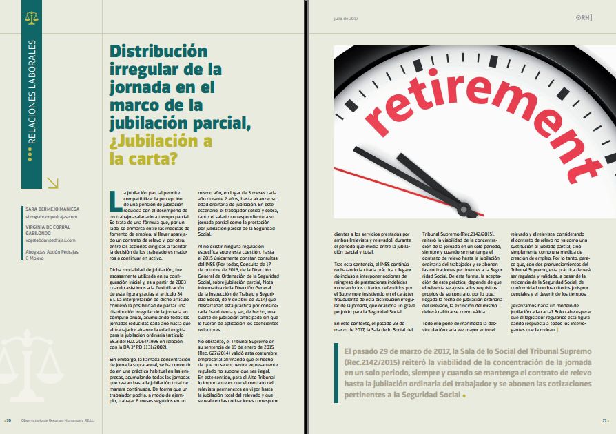 Distribución irregular de la jornada en el marco de la jubilación parcial, ¿Jubilación a la carta?