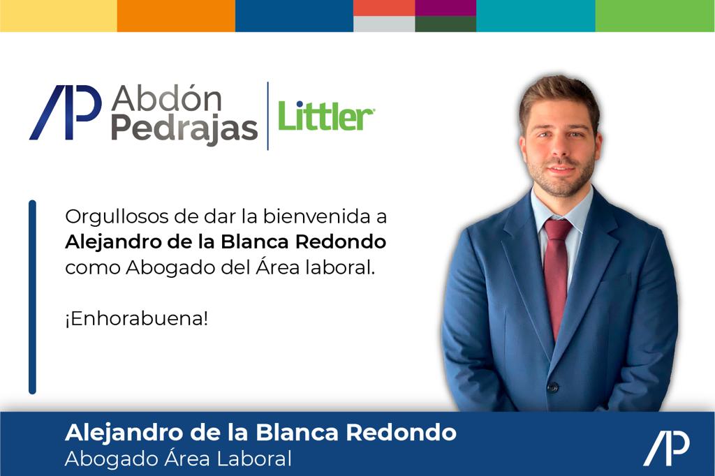 Orgullosos de dar la bienvenida a Alejandro de la Blanca Redondo como Abogado del Área Laboral. ¡Enhorabuena!.