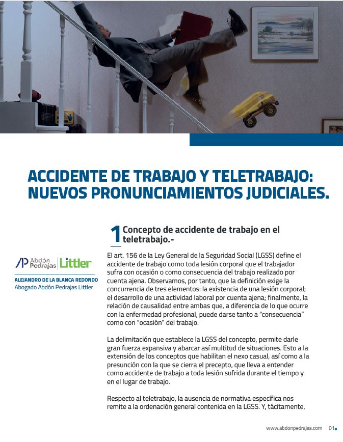 ACCIDENTE DE TRABAJO Y TELETRABAJO: NUEVOS PRONUNCIAMIENTOS JUDICIALES.