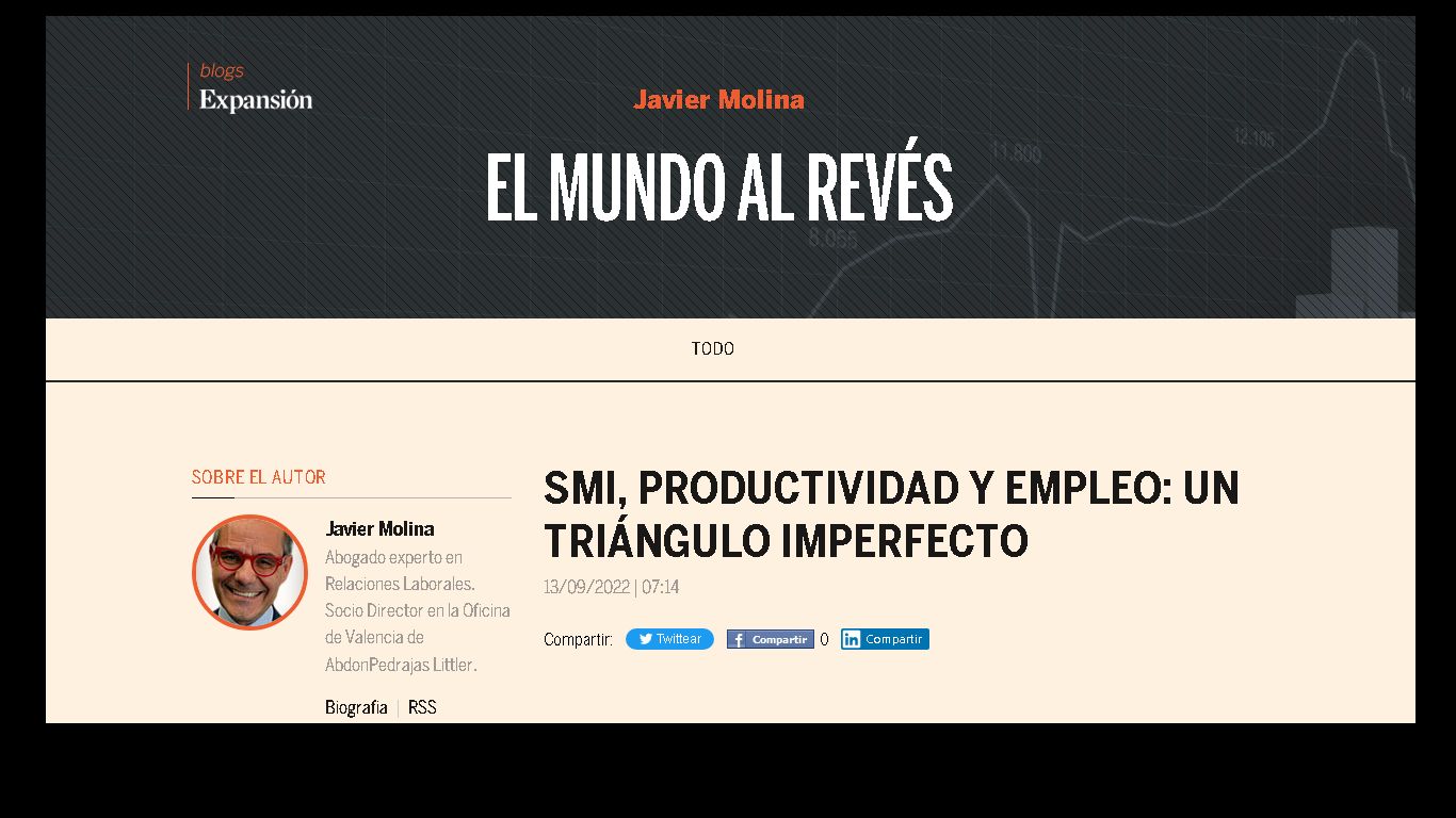 SMI, productividad y empleo: un triángulo imperfecto