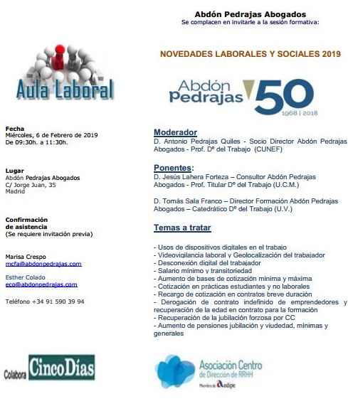 Sesión Aula Laboral - Novedades Laborales y Sociales 2019