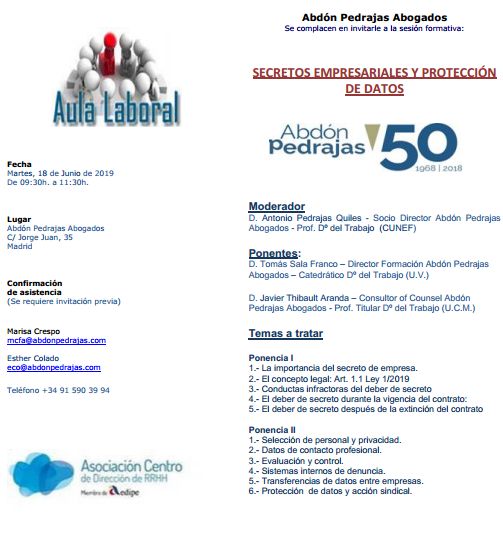 SECRETOS EMPRESARIALES Y PROTECCIÓN DE DATOS
