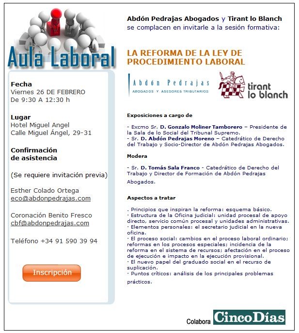 SESIÓN AULA LABORAL (ABDÓN PEDRAJAS ABOGADOS) - LA REFORMA DE LA LEY DE PROCEDIMIENTO LABORAL