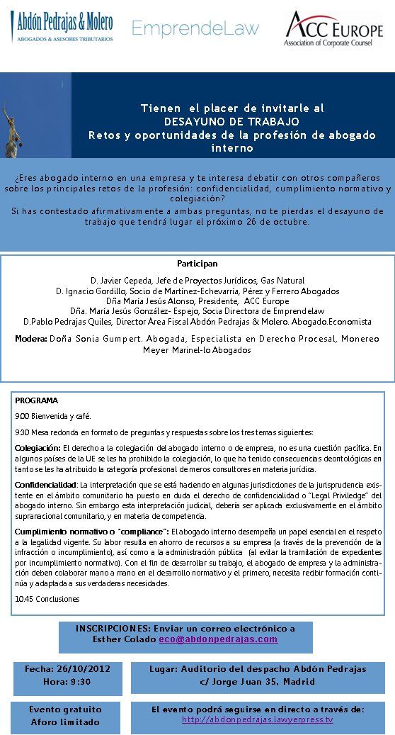 Jornada sobre Retos y Oportunidades de la Profesion de Abogado Interno