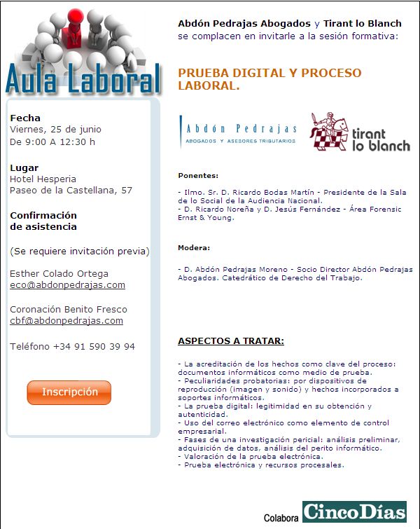 SESIÓN AULA LABORAL (ABDÓN PEDRAJAS ABOGADOS) - PRUEBA DIGITAL Y PROCESO LABORAL