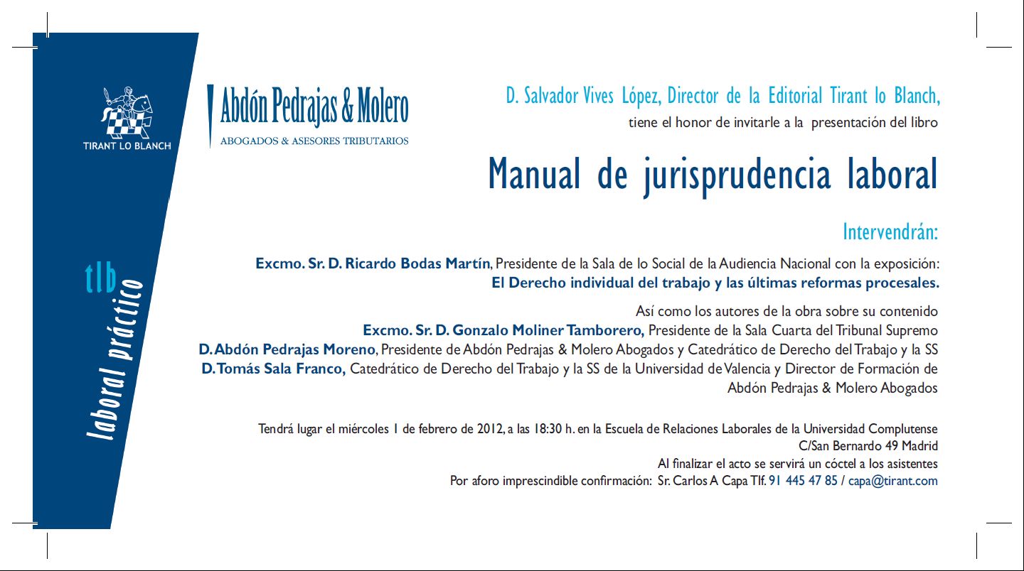 Invitación Presentación Manual de Jurisprudencia Laboral