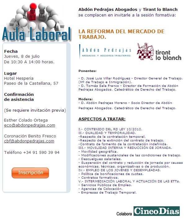 SESIÓN AULA LABORAL (ABDÓN PEDRAJAS ABOGADOS) - LA REFORMA DEL MERCADO DE TRABAJO