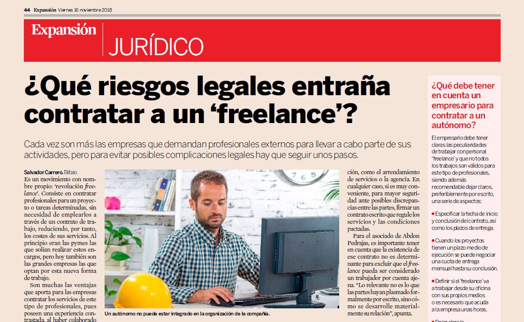 ¿Qué riesgos legales entraña contratar a un "freelance"?.