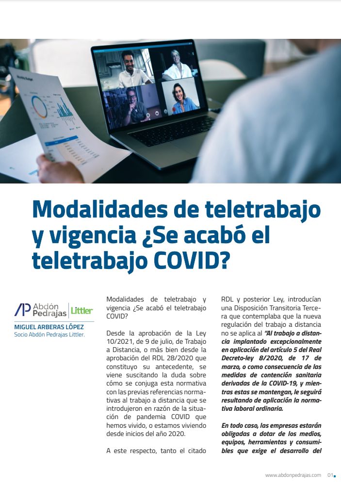 Modalidades de teletrabajo y vigencia. ¿Se acabó el teletrabajo COVID?