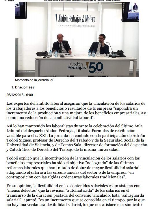 Los laboralistas piden vincular salarios a los beneficios del negocio