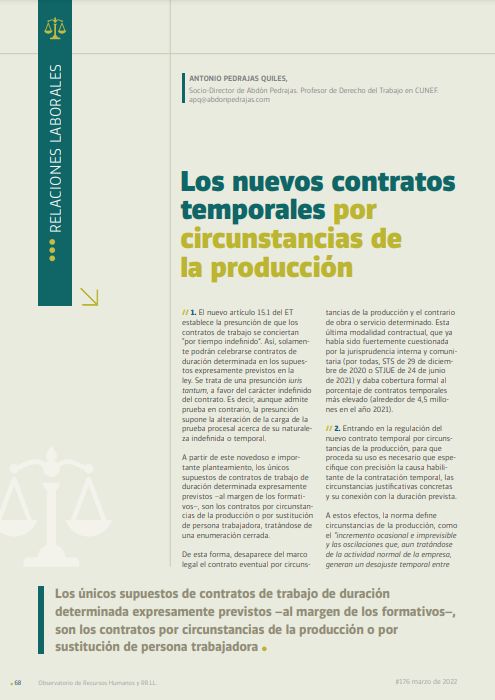 Los nuevos contratos temporales por circunstancias de la producción