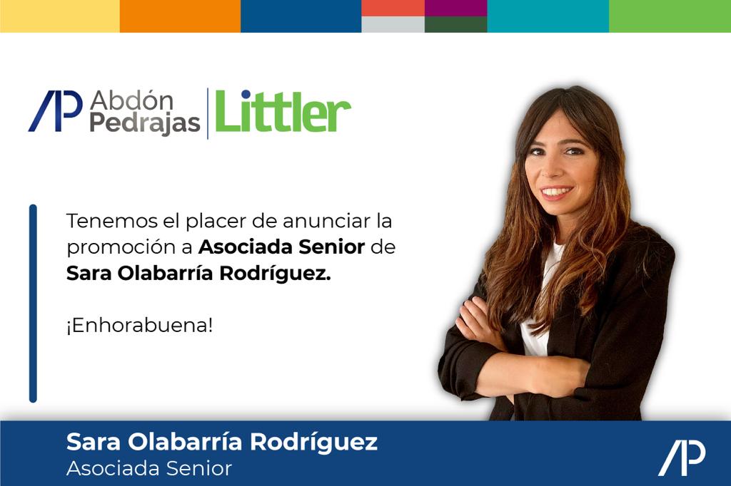 Tenemos el placer de anunciar la promoción a  Asociada Senior de Sara Olabarría Rodríguez. ¡Enhorabuena!.