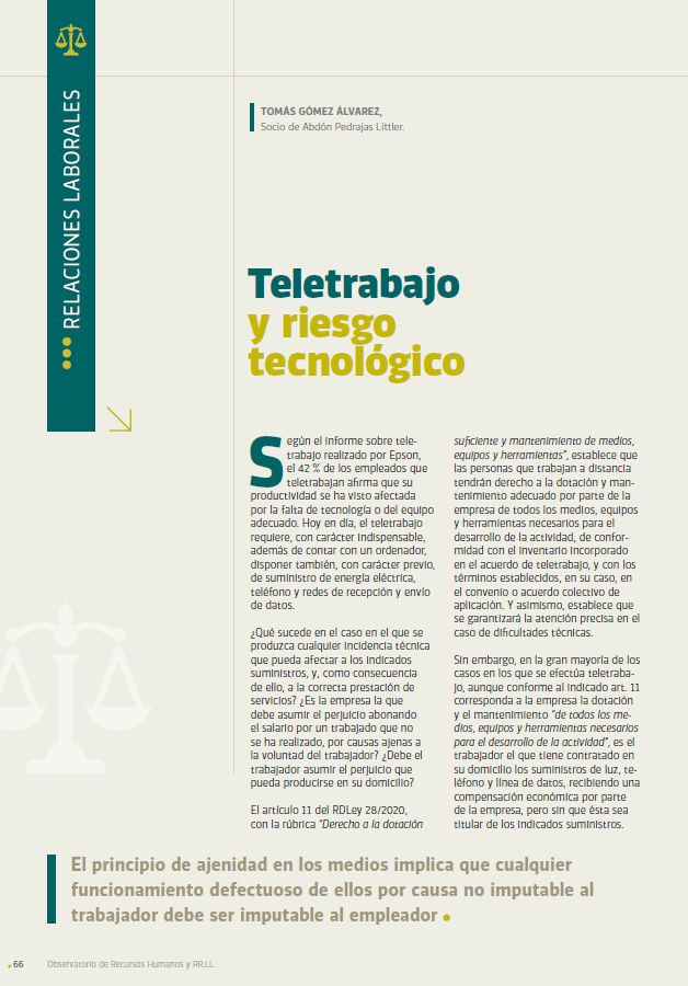 Teletrabajo y riesgo tecnológico