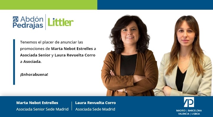 Tenemos el placer de anunciar las promociones de Marta Nebot Estrelles a Asociada Senior y Laura Revuelta Corro a Asociada. ¡Enhorabuena!.