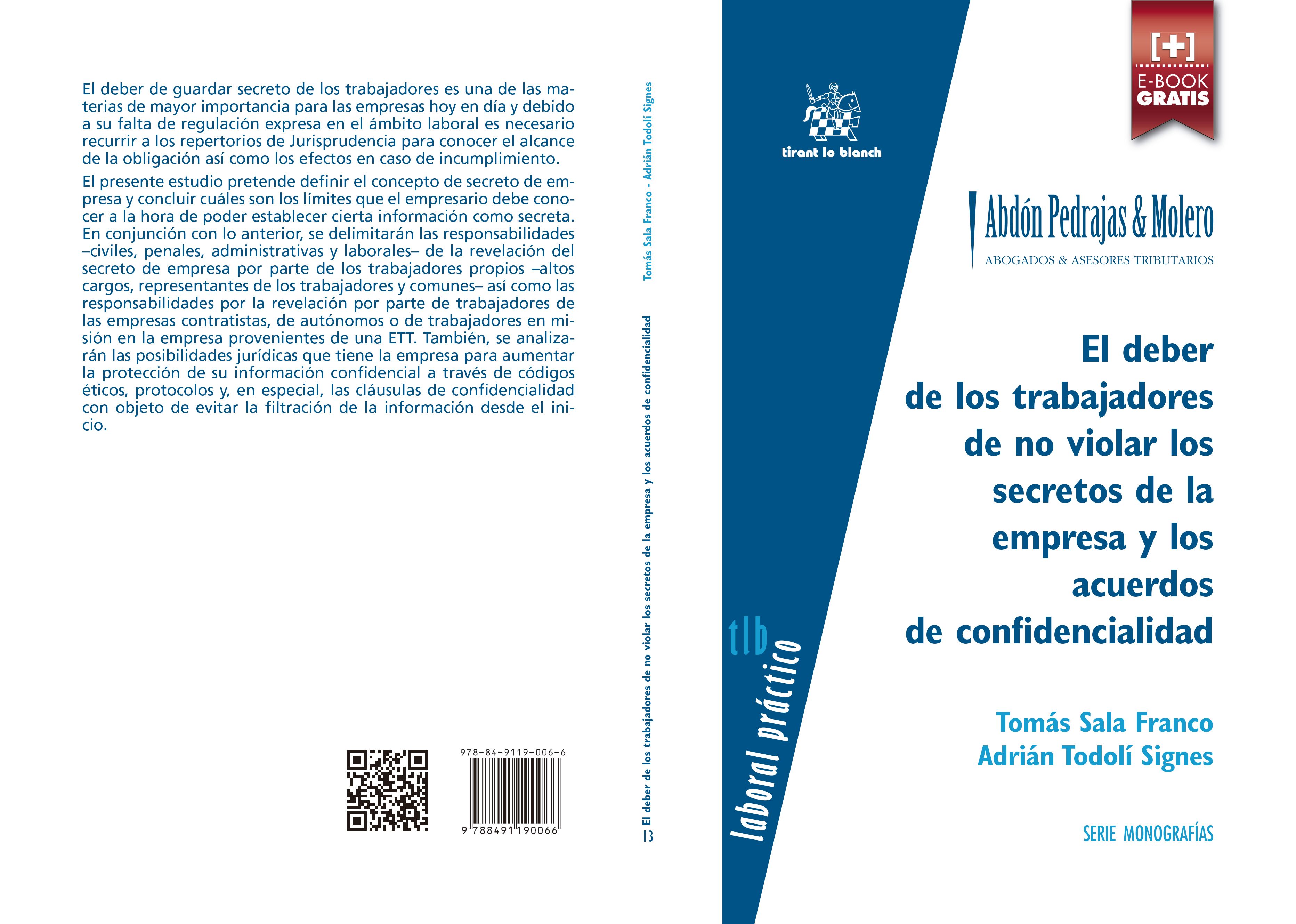 Nueva Monografía "Colección Laboral Práctico" dirigida por Abdón Pedrajas & Molero (Editorial Tirant) 