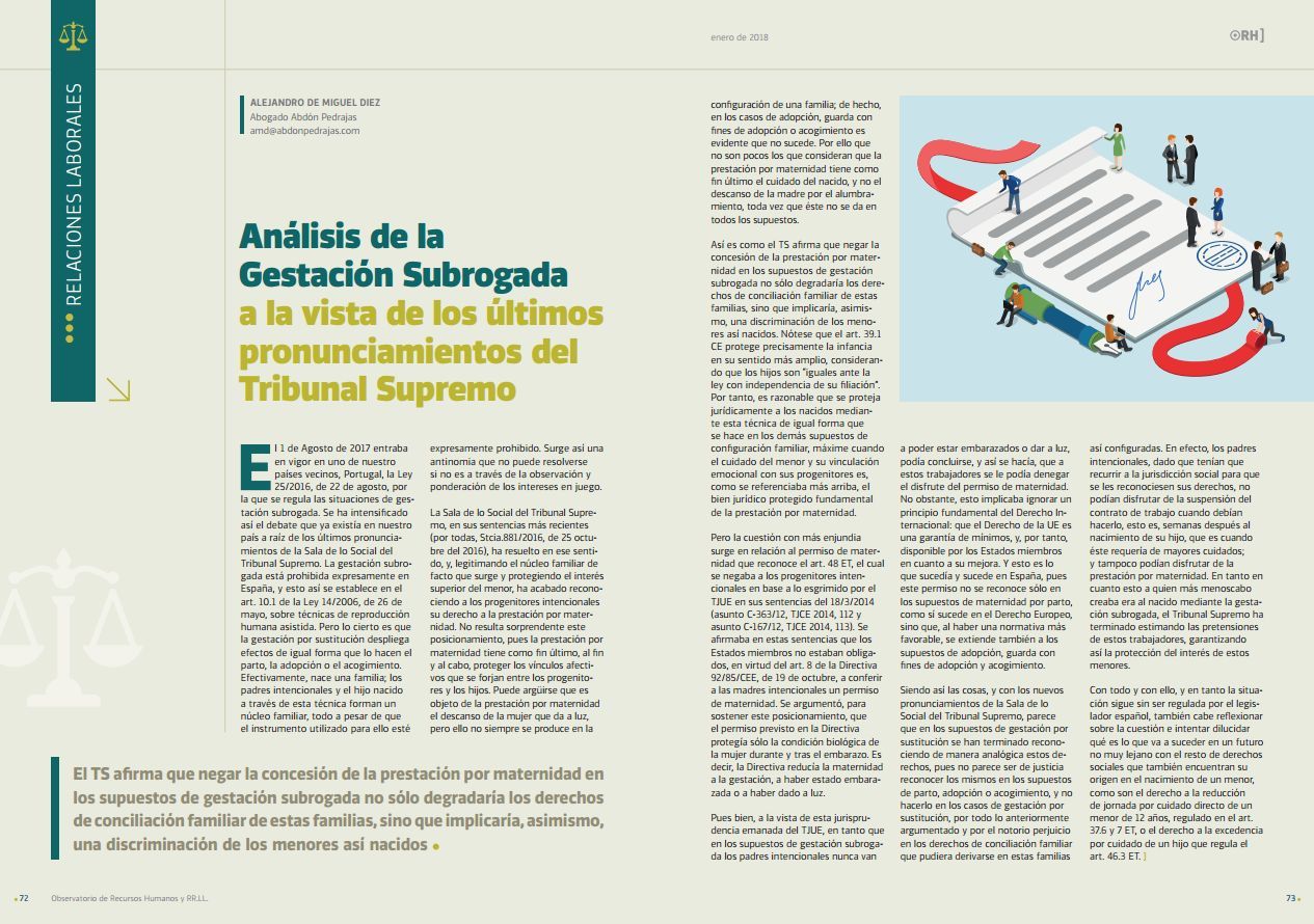 Análisis de la Gestación Subrogada a la vista de los últimos pronunciamientos del Tribunal Supremo.