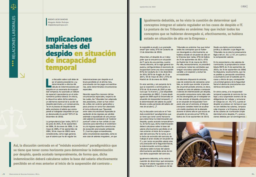 Implicaciones  salariales del  despido en situación  de incapacidad  temporal