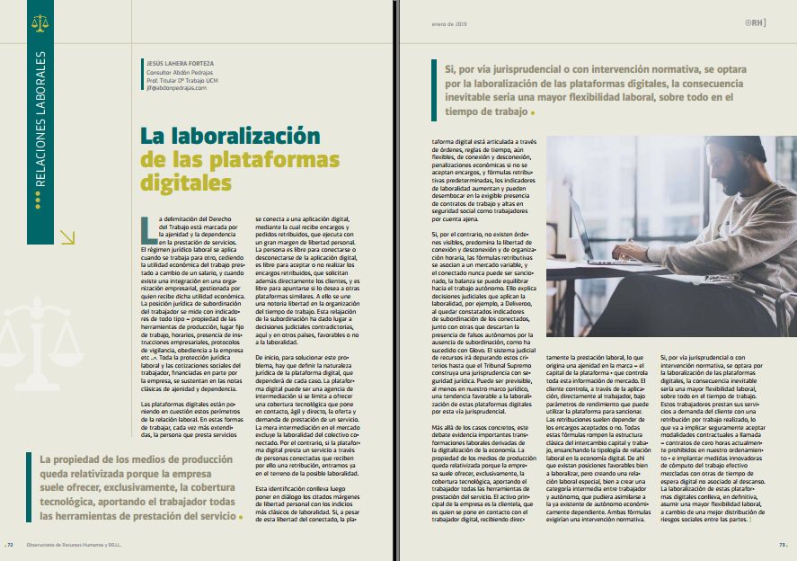 La laboralización de las plataformas digitales