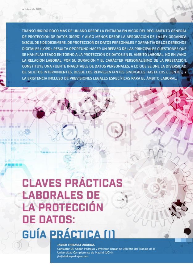 Claves Prácticas Laborales de la Protección de Datos: Guía Práctica (I) - OBS 149 - Octubre 2019