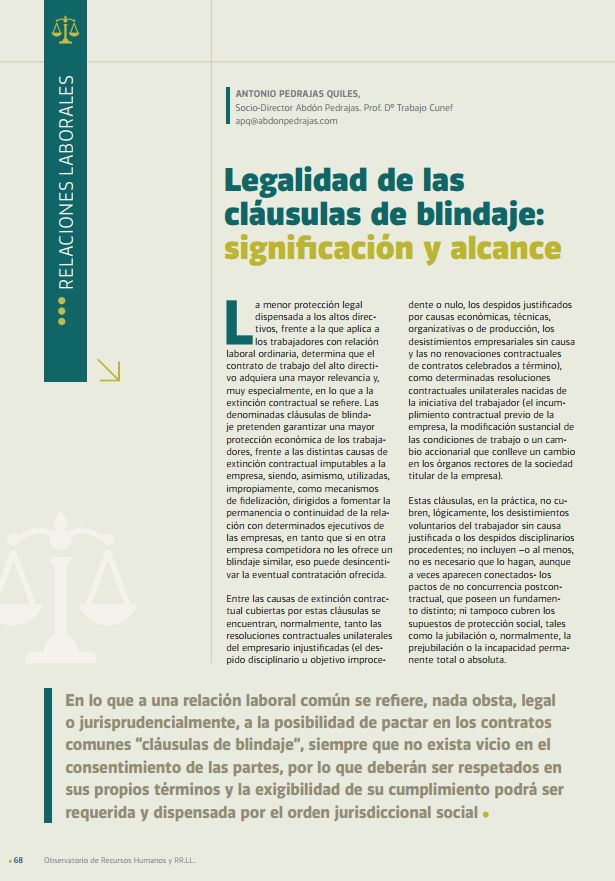 Legalidad en las Cláusulas de Blindaje: Significación y Alcance