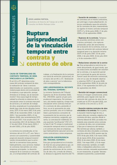 Ruptura jurisprudencial de la vinculación temporal entre contrata y contrato de obra