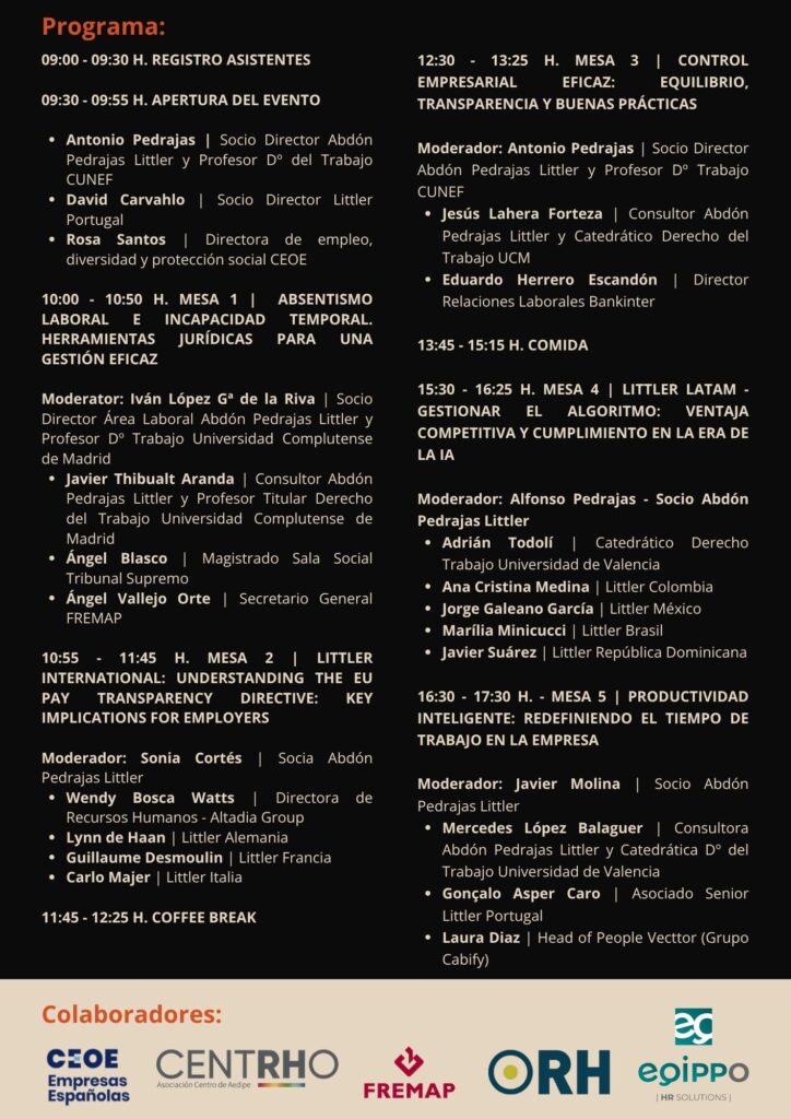 PROGRAMA LITTLER IBERIAN CONFERENCE - MADRID 28 MAYO 2026